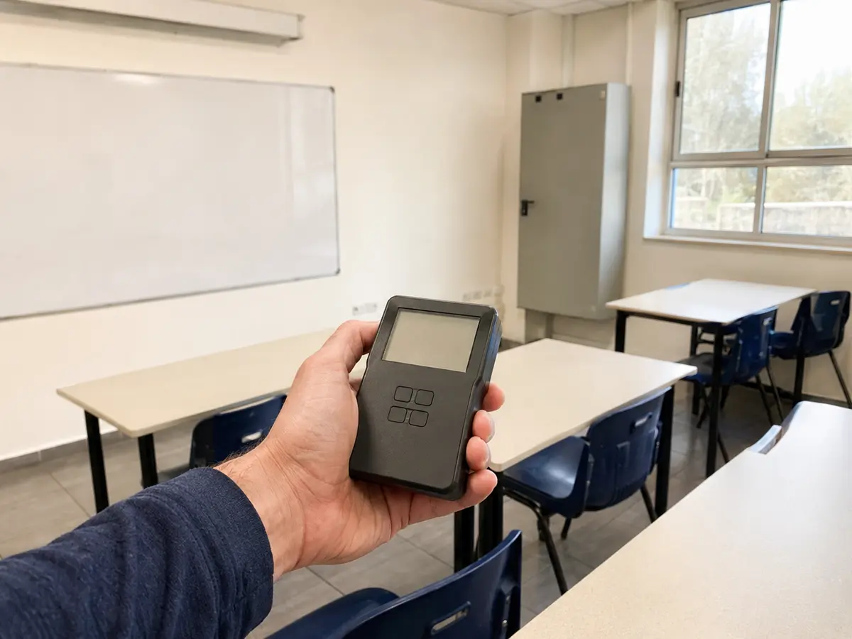 המחשה של מדידת שדה מגנטי בכיתה ריקה